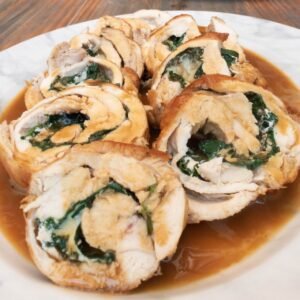 Pollo enrollado con Espinaca y Mozarella
